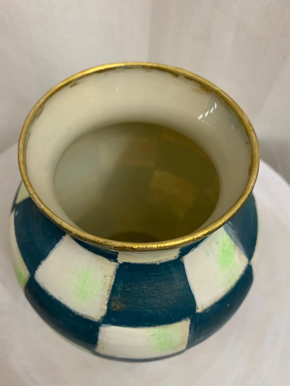 Royal Check Vase Hand Painted Inspired by Vintage  Mackenzie Childs